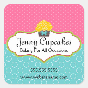 Sticker Carré Cupcake Whimsical Boulangerie Cachets