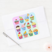 Sticker Carré Cupcakes Add Your Name Monogram Delicious Treats (Enveloppe)