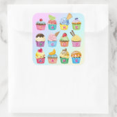 Sticker Carré Cupcakes Add Your Name Monogram Delicious Treats (Sac)