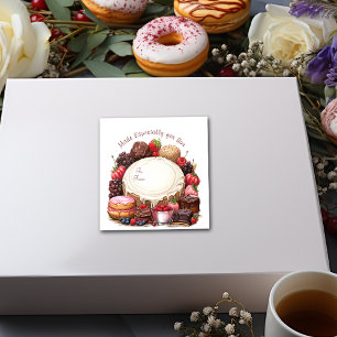 Sticker Carré Cupcakes Gâteaux Donuts Brownies Bonbons