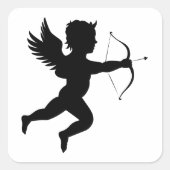 Sticker Carré Cupide avec cou et flèche noir/blanc (Devant)