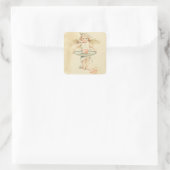 Sticker Carré Cupidon Saint-Valentin Angel Vintage Coeur rouge V (Sac)