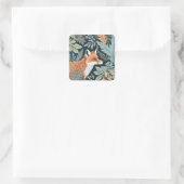Sticker Carré Curieux Fox Fern Feuilles William Morris Inspiré (Sac)