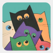 Sticker Carré Curious Cats (Devant)