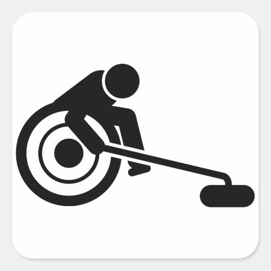 Sticker Carré Curling en fauteuil roulant (Devant)