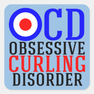 Sticker Carré Curling Obsessionnel Trouble Sport Drôle