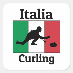 Sticker Carré Curling Sport glace Salle de bain en pierre