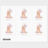 Sticker Carré Curte Yorkshire Terrier Anniversaire (Feuille)