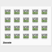 Sticker Carré Custom ALLER DEHORS TOUCH GRASS Funny Humour (Feuille)