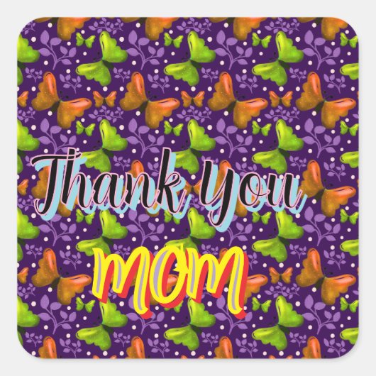 Sticker Carré Custom and personalized gift butterfly Pattern   (Devant)