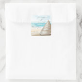 Sticker Carré Custom Beach Sand Sea Shell Mariage Cadeaux Faveur (Sac)