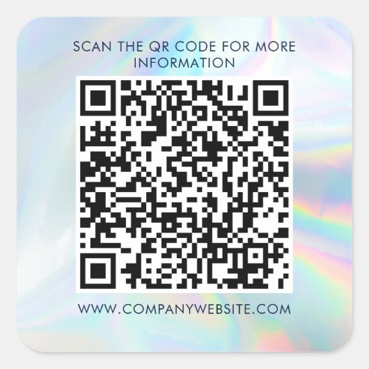 Sticker Carré Custom Business QR Code Holographic Marketing (Devant)