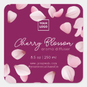 Sticker Carré Custom Cherry Blossom Aroma Diffuser Label (Devant)