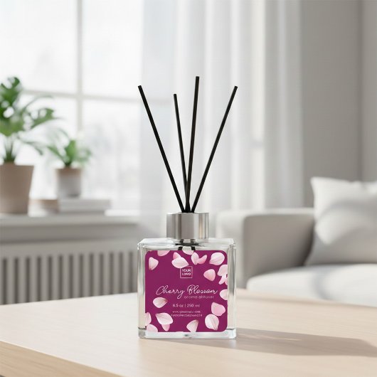 Sticker Carré Custom Cherry Blossom Aroma Diffuser Label