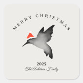 Sticker Carré Custom Christmas red gray santa hummingbird (Devant)
