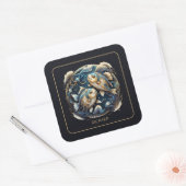 Sticker Carré Custom Cosmic Fish Zodiac Sign Black Gold Pisces (Enveloppe)