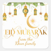Sticker Carré Custom "Eid Mubarak" White Gold Lanterns + Moon (Devant)