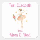 Sticker Carré Custom Girls Nutcracker Ballet cadeau de Noël (Devant)