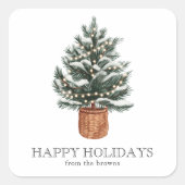 Sticker Carré Custom Happy Holidays Cute Boho Christmas Tree (Devant)