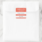 Sticker Carré Custom HELLO Mon Nom Pronouns Est Un Badge (Sac)