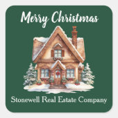 Sticker Carré Custom Joyeux Noël Immobilier Company Green (Devant)