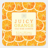 Sticker Carré Custom Juicy Orange Candle Label (Devant)