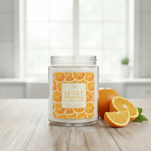 Sticker Carré Custom Juicy Orange Candle Label