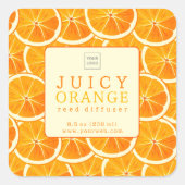 Sticker Carré Custom Juicy Orange Reed Diffuser Label (Devant)