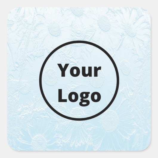 Sticker Carré Custom logo engraved blue floral (Devant)