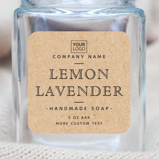 Sticker Carré Custom logo square Kraft paper look product labels