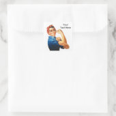 Sticker Carré Custom Modern Rosie le Riveter (Sac)