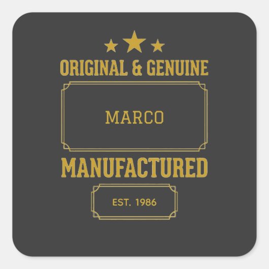 Sticker Carré Custom Original & Genuine Birthday (Devant)