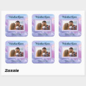 Sticker Carré Custom Photo Valentine Candle Label Romantic Gift (Feuille)