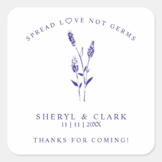 Sticker Carré Custom Purple Wildflowers Wedding Hand Sanitizer