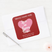 Sticker Carré Custom Red Valentine's Day Candle Labels (Enveloppe)