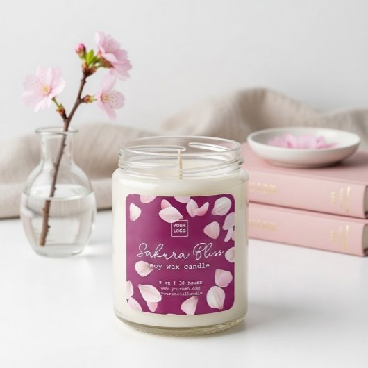 Sticker Carré Custom Sakura Bliss Personalized Soy Wax Candle