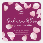 Sticker Carré Custom Sakura Bliss Personalized Soy Wax Candle (Devant)