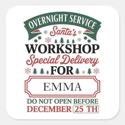 Sticker Carré Custom Santa’s Workshop Christmas (Devant)