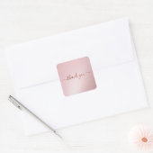 Sticker Carré Custom Text Typography Elegant Rose Gold Thank You (Enveloppe)