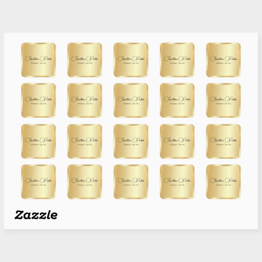 Sticker Carré Custom Trendy Gold Glam Calligraphy Script Name (Feuille)