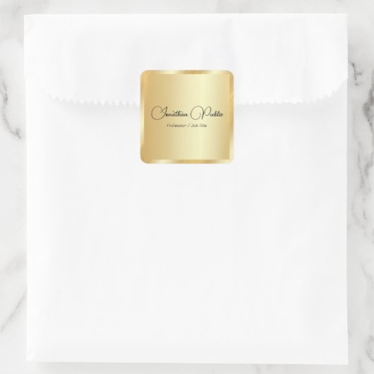 Sticker Carré Custom Trendy Gold Glam Calligraphy Script Name (Sac)