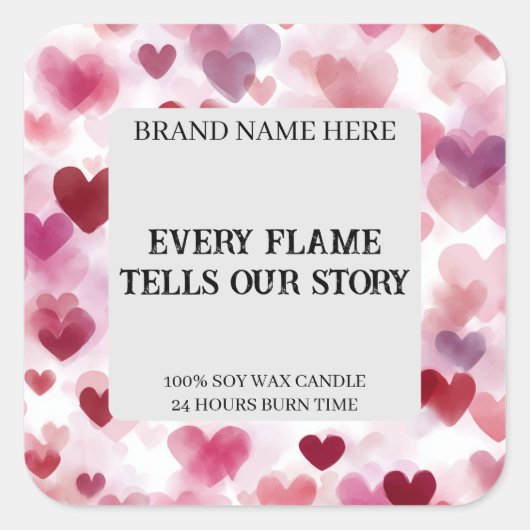 Sticker Carré Custom Valentine’s Day Candle Label Romantic Text (Devant)