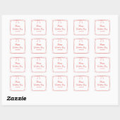 Sticker Carré Custom Valentine's Day Party Cute Red Bow Hearts (Feuille)