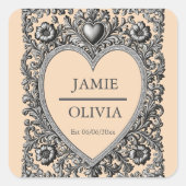 Sticker Carré Custom Victorian Scroll Frame – wedding (Devant)