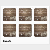Sticker Carré Customisé Rustic Mason jarres Mariage de Wood Hear (Feuille)