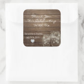 Sticker Carré Customisé Rustic Mason jarres Mariage de Wood Hear (Sac)