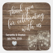 Sticker Carré Customisé Rustic Mason jarres Mariage de Wood Hear (Devant)