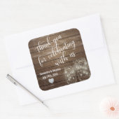 Sticker Carré Customisé Rustic Mason jarres Mariage de Wood Hear (Enveloppe)