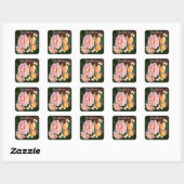 Sticker Carré Customizable Beautiful Roses & Butterfly (Feuille)