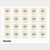 Sticker Carré Customizable Gingham Extract Label - Yellow (Feuille)